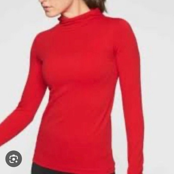 Athleta Vibrant Red Ribbed V-Neck Top - Picture 1 of 4